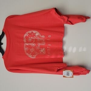 Ivory Ella snow flake elephant crop top Red L